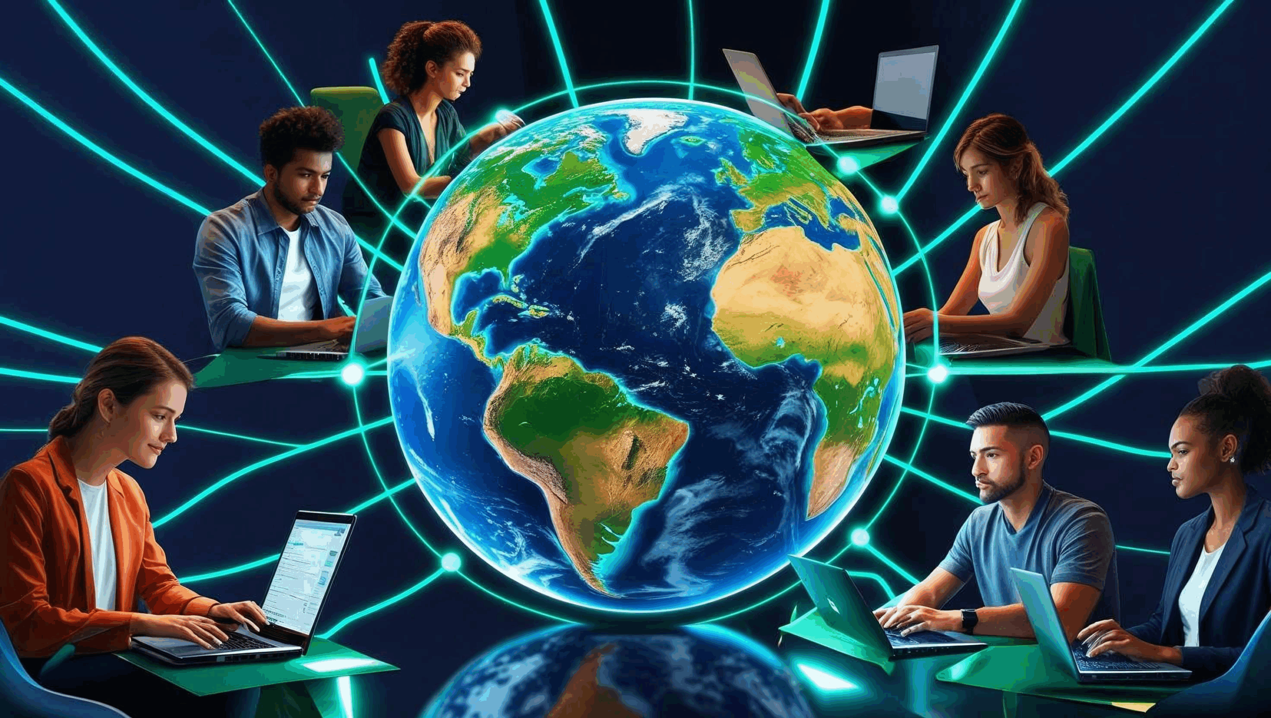 Diverse startup founders launching online businesses